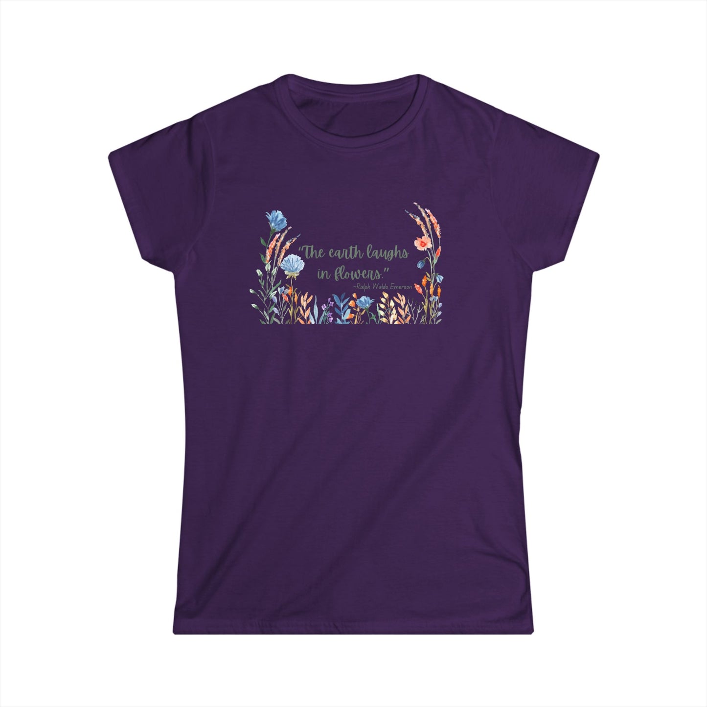 The earth laughs in flowers shirt, Ralph Waldo Emerson shirt, Flower shirt, Author shirt, quote shirt
