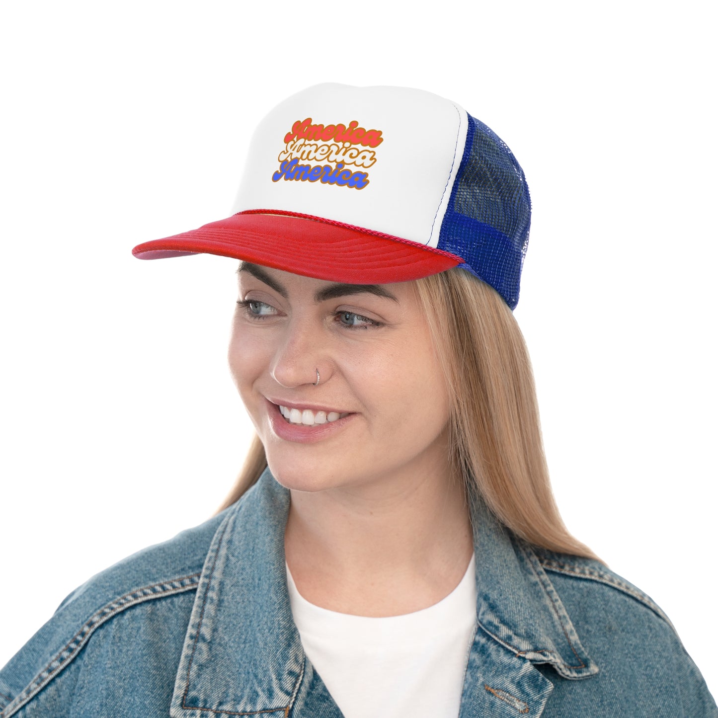 Patriotic Trucker Cap, Retro Style Hat, Perfect for Summer Festivals, Americana Gifts, Everyday Wear, USA Themed Accessories