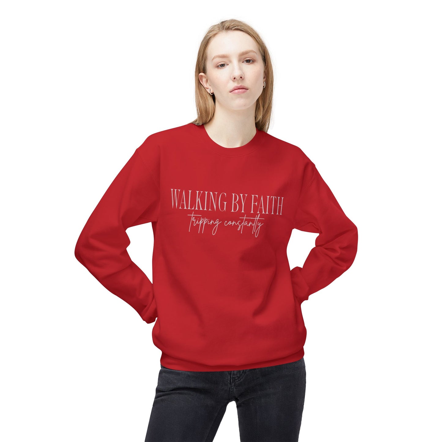 Walking By Faith, Tripping Constantly Crewneck Sweatshirt