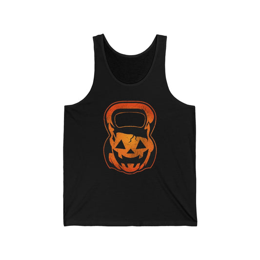 Jack-O-Lantern Kettlebell Tank, Exercise, Gym, Workout, Halloween, Trick or Treat, Fall