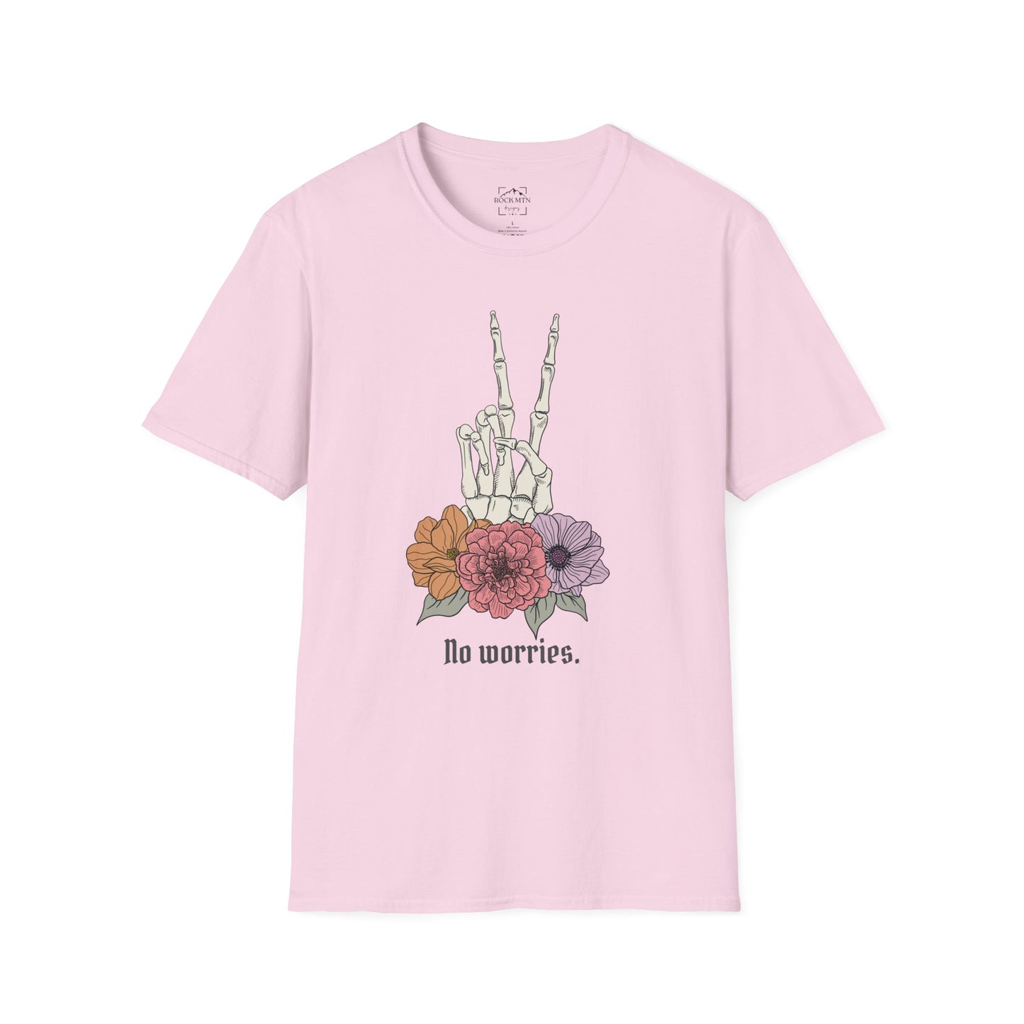 No worries shirt, skeleton peace sign shirt, Floral Skeleton hand shirt