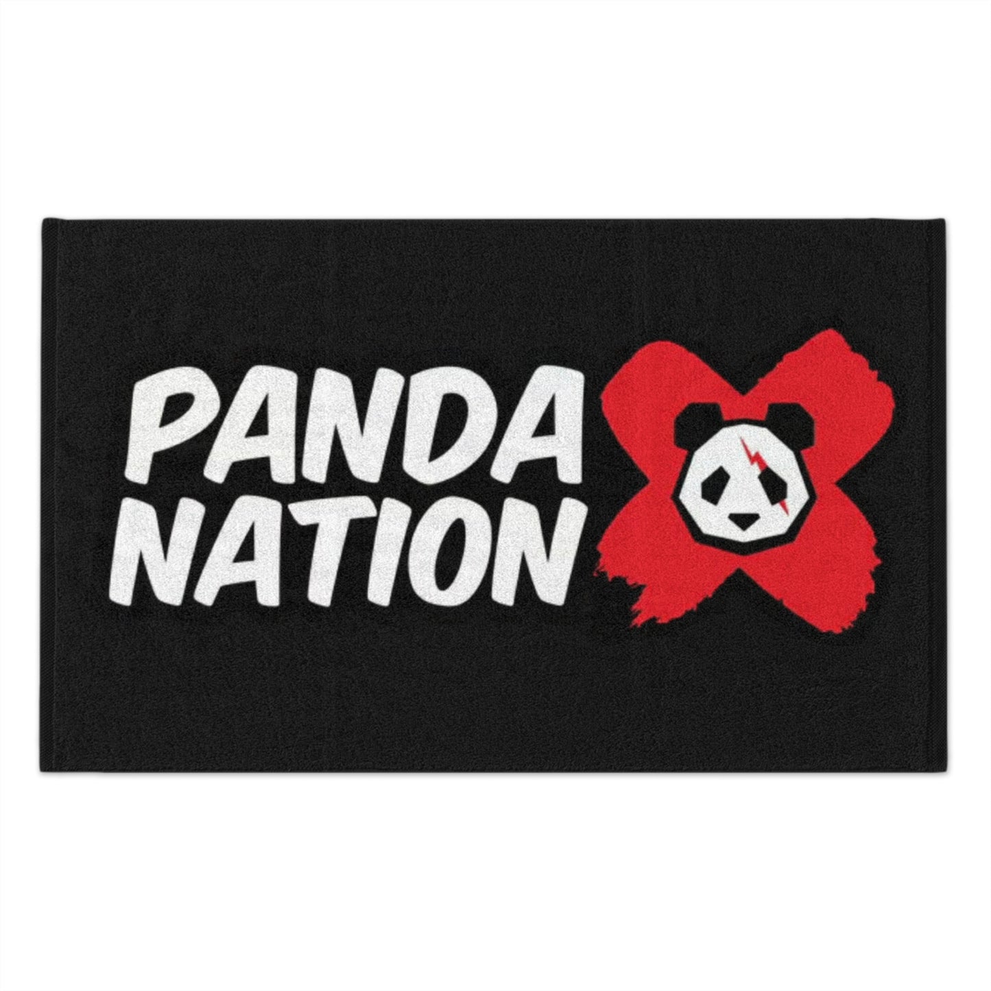 Panda Nation Rally Towel — 11x18 Fan Towel with Bold Red X & Panda Logo