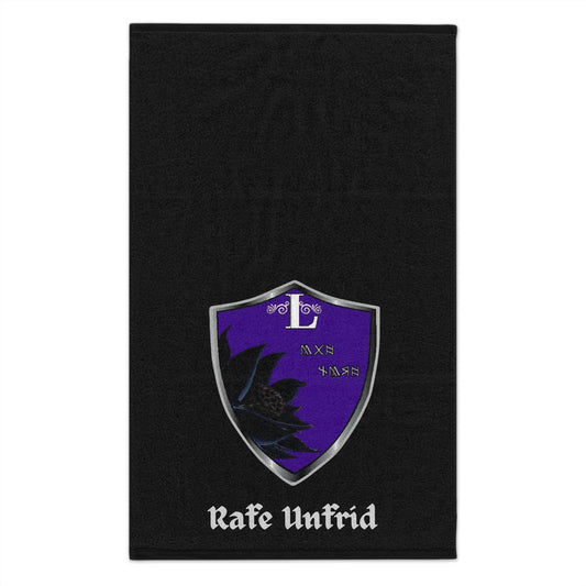 Rally Towel — Gothic Crest 'Rafe Unfrid' 11x18 Purple Shield Fan Towel