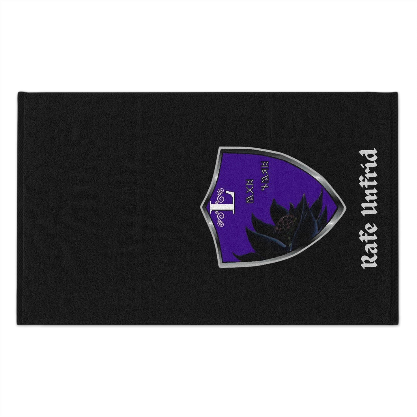 Rally Towel — Gothic Crest 'Rafe Unfrid' 11x18 Purple Shield Fan Towel