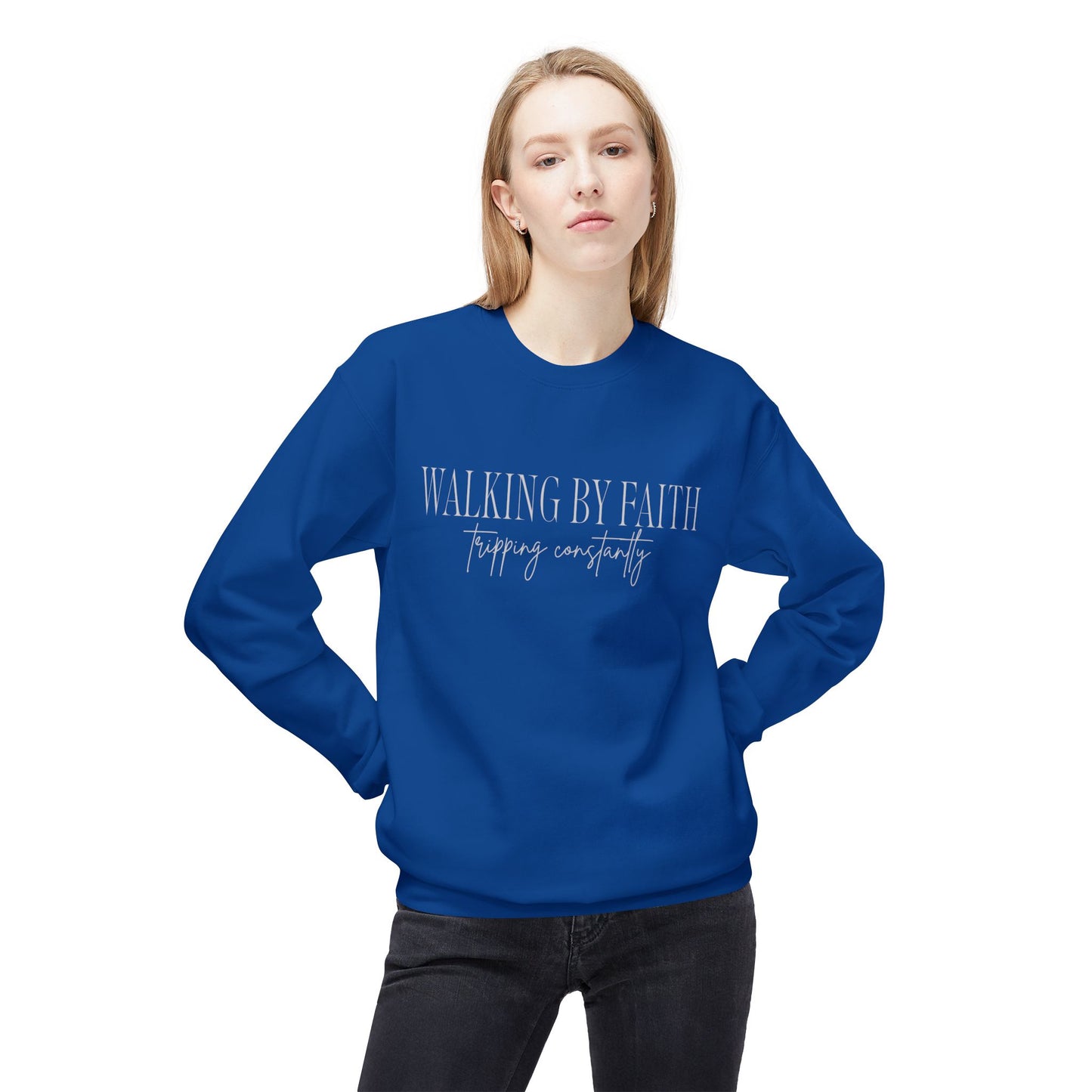 Walking By Faith, Tripping Constantly Crewneck Sweatshirt