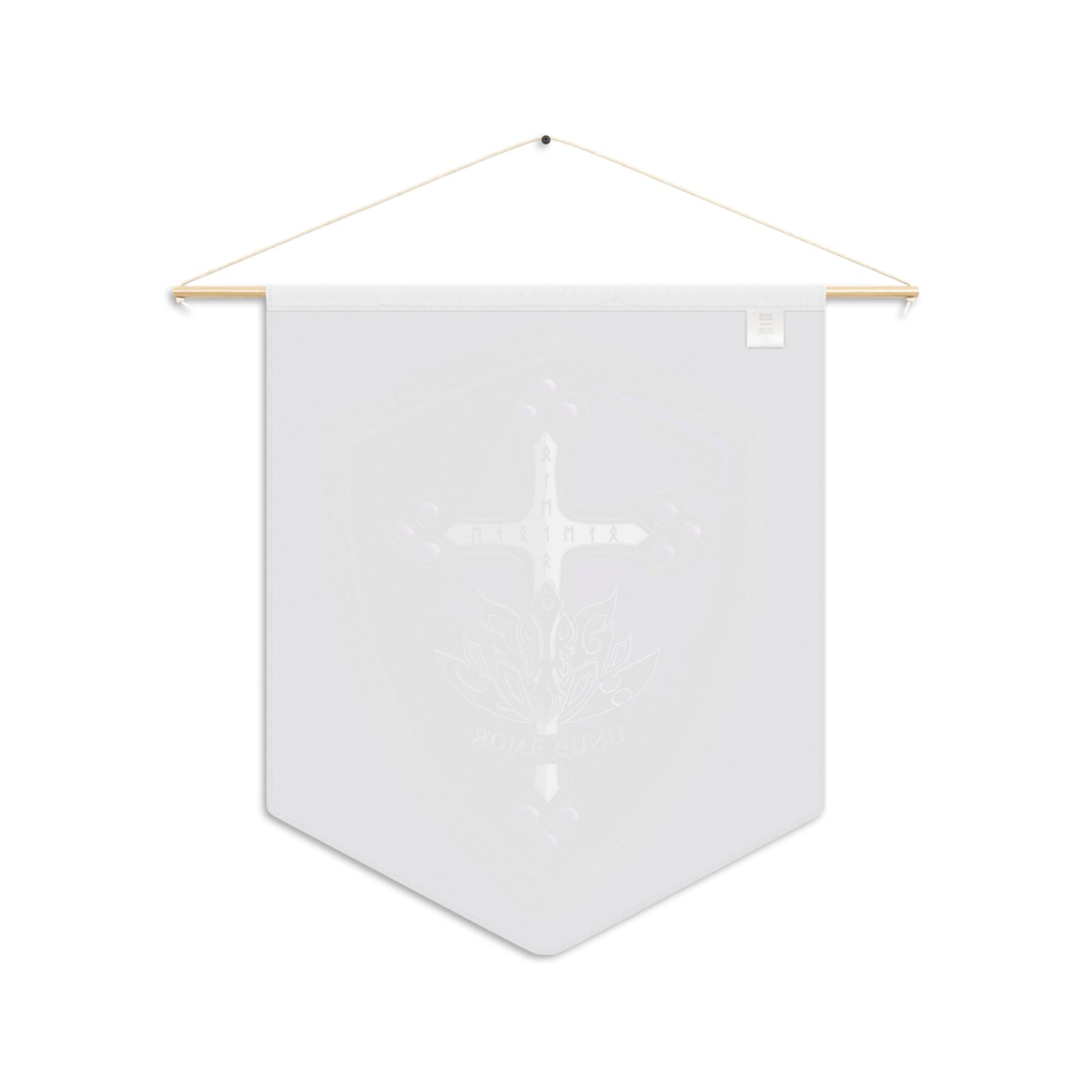 Medieval Shield Pennant — 'Unus Amor' Cross Banner (Purple)