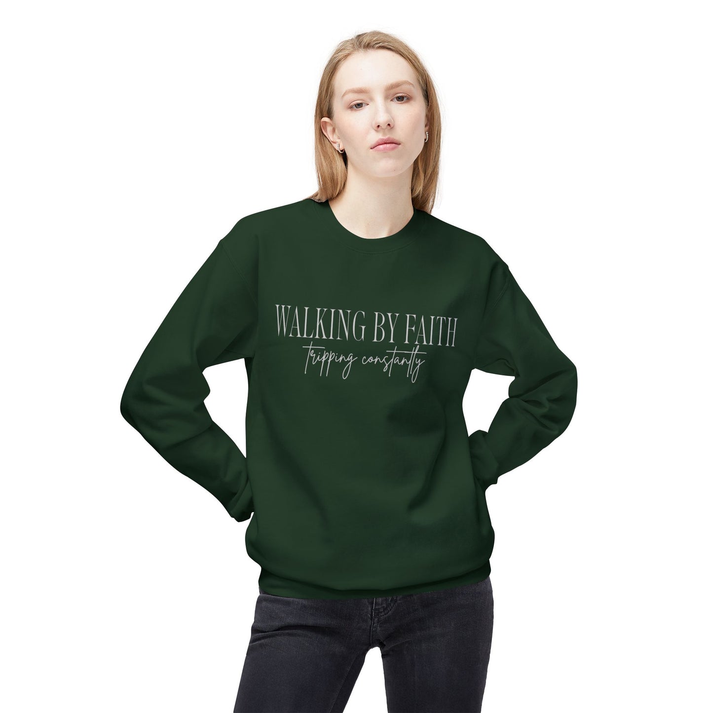 Walking By Faith, Tripping Constantly Crewneck Sweatshirt