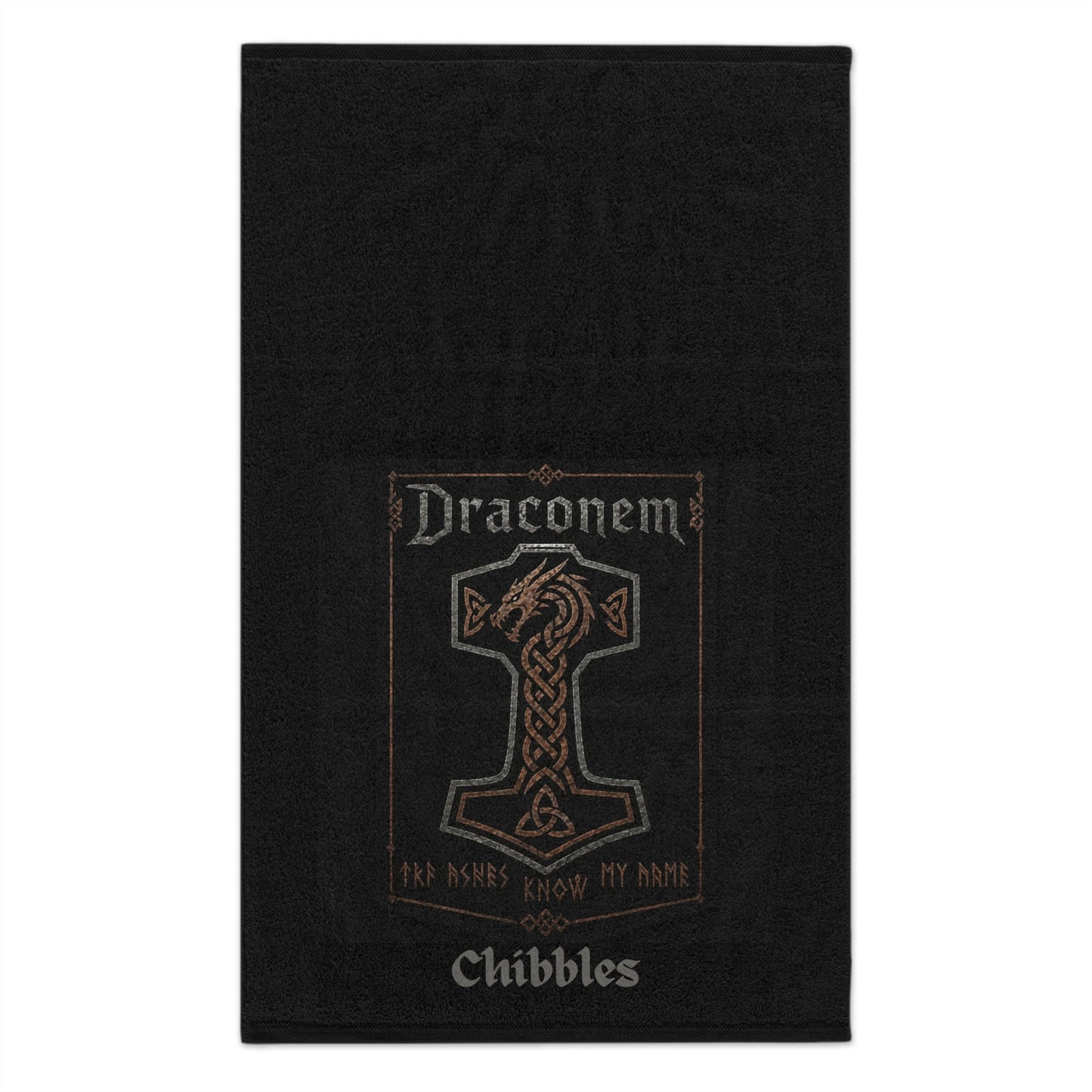 Draconem Dragon Rally Towel — Personalized 11x18 Game-Day & Fantasy Fan Towel "Chibbles"
