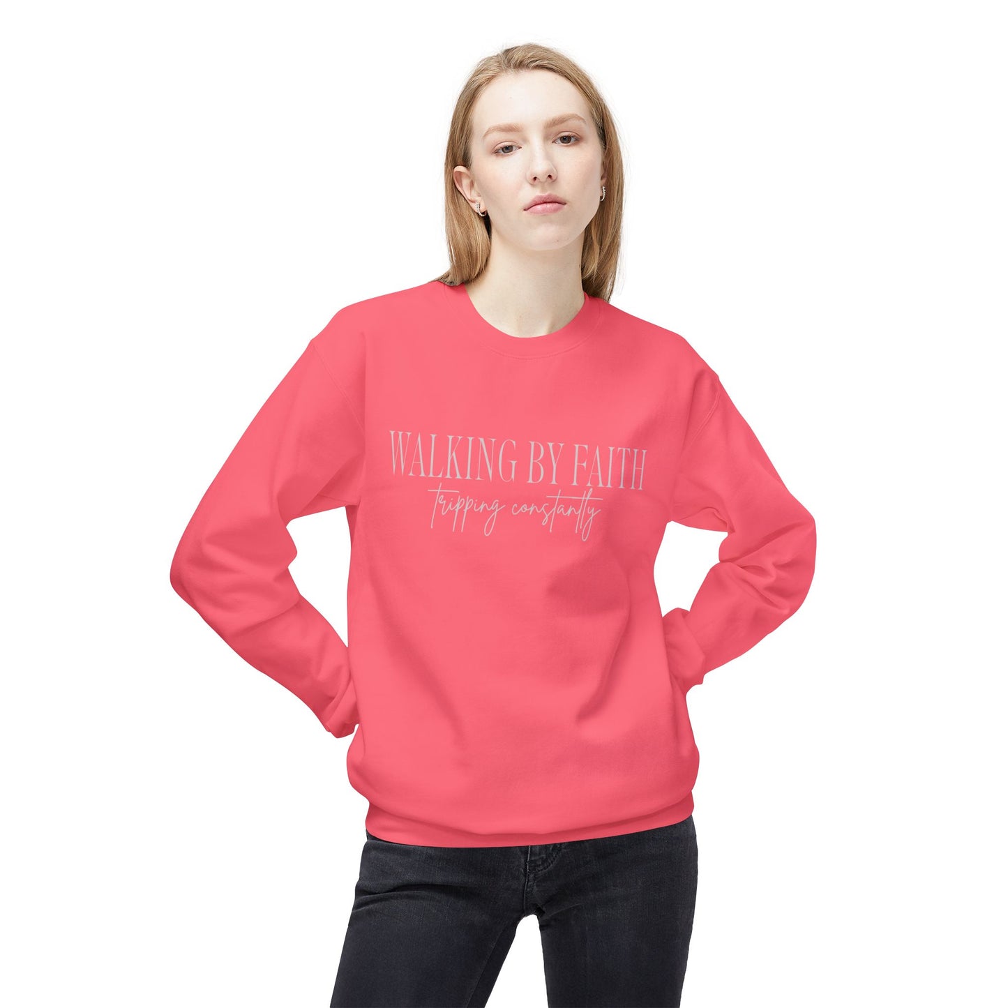Walking By Faith, Tripping Constantly Crewneck Sweatshirt
