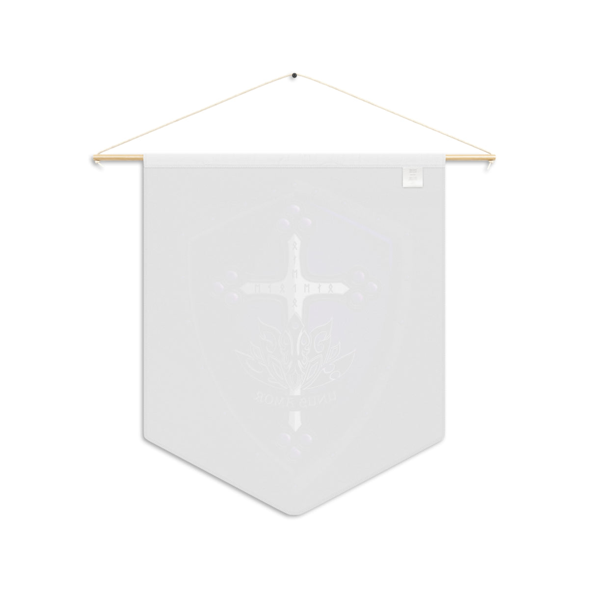 Medieval Shield Pennant — Unus Amor Heraldic Wall Banner (black background)