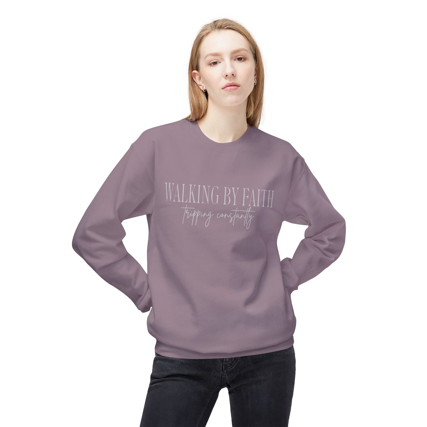 Walking By Faith, Tripping Constantly Crewneck Sweatshirt
