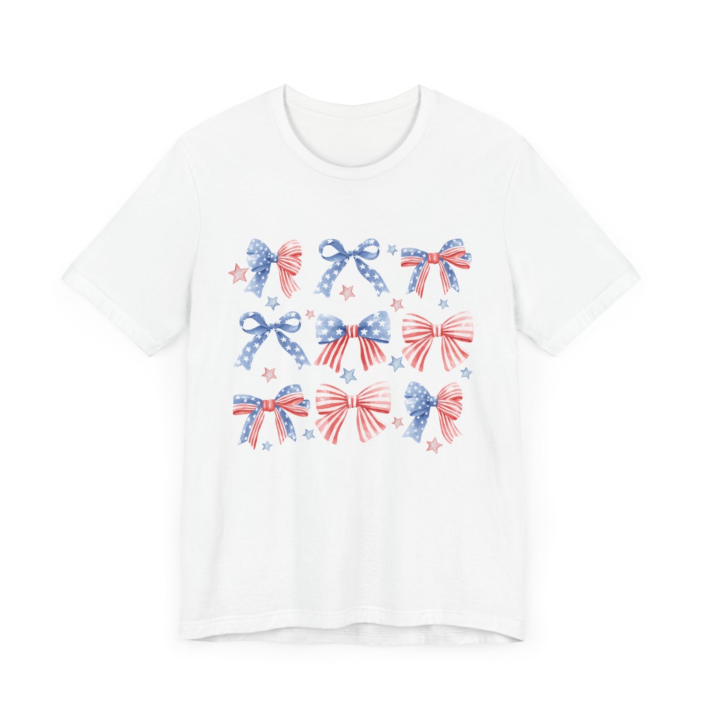 Patriotic Bow Graphic Tee, Unisex T-Shirt for Independence Day, Fourth of July, Summer BBQ, Casual Wear, Gift Idea