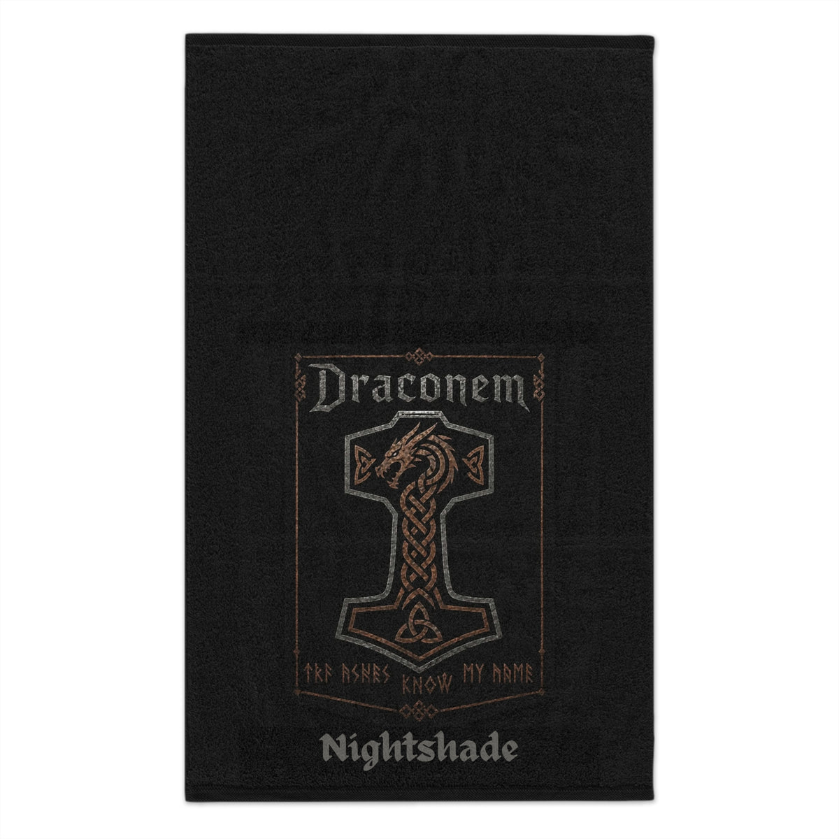 Nightshade 'Draconem' Black Rally Towel — Viking Dragon Crest 11x18