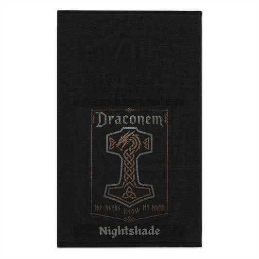 Nightshade 'Draconem' Black Rally Towel — Viking Dragon Crest 11x18