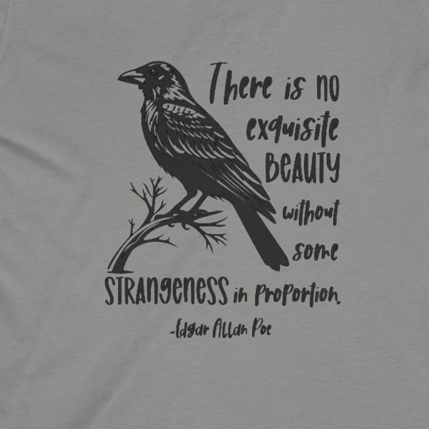 Beauty shirt, Poe shirt, raven shirt, strangeness shirt, author quote shirt