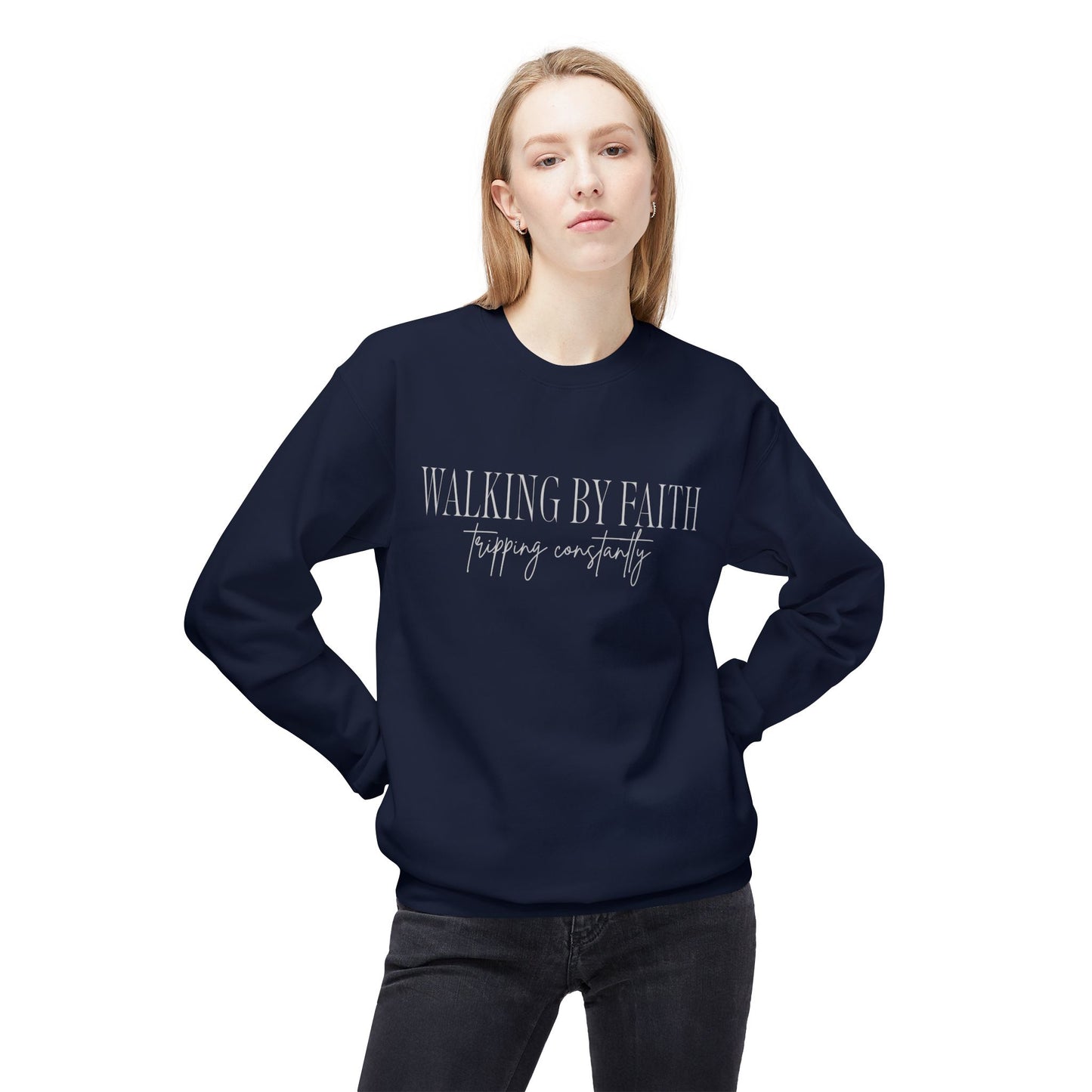Walking By Faith, Tripping Constantly Crewneck Sweatshirt