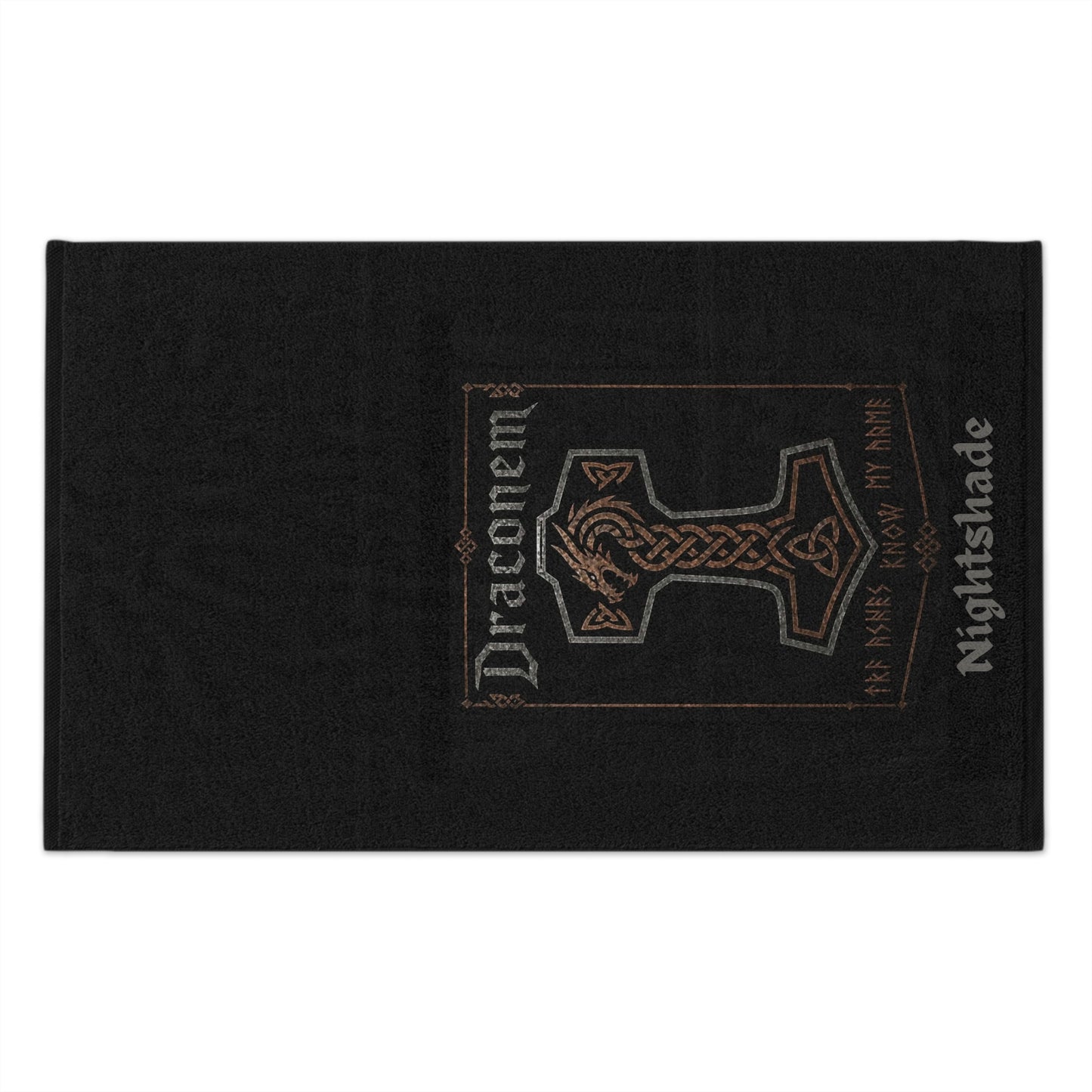 Nightshade 'Draconem' Black Rally Towel — Viking Dragon Crest 11x18