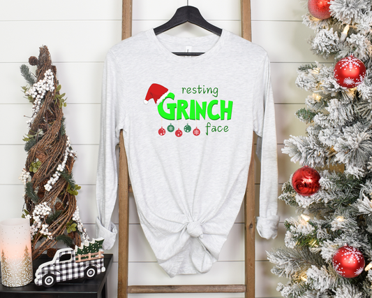 Resting Grinch Face Long Sleeve Shirt