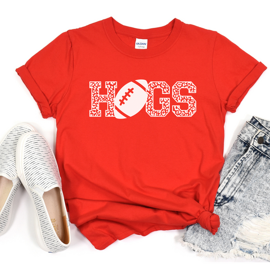 Razorback football shirt, Hogs with leopard print shirt