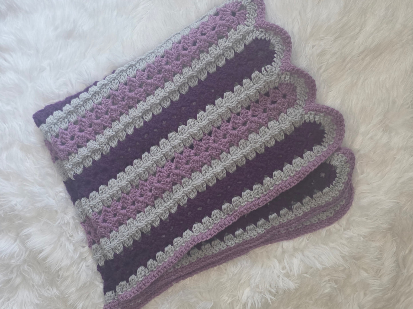 Purple and Gray crochet blanket